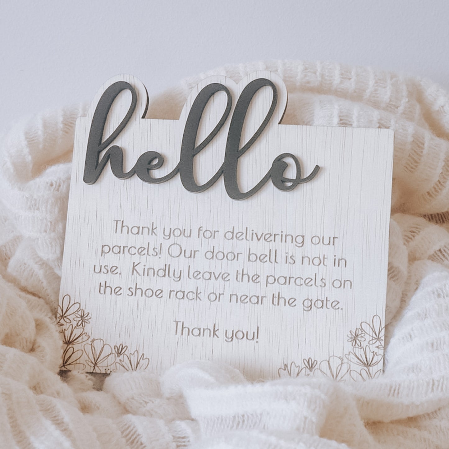 HELLO Botanicals Delivery Door Notice Signage