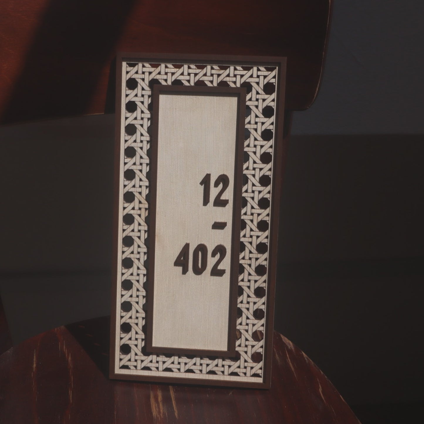 BOHO Rattan Bordered Unit Number Sign - Vertical
