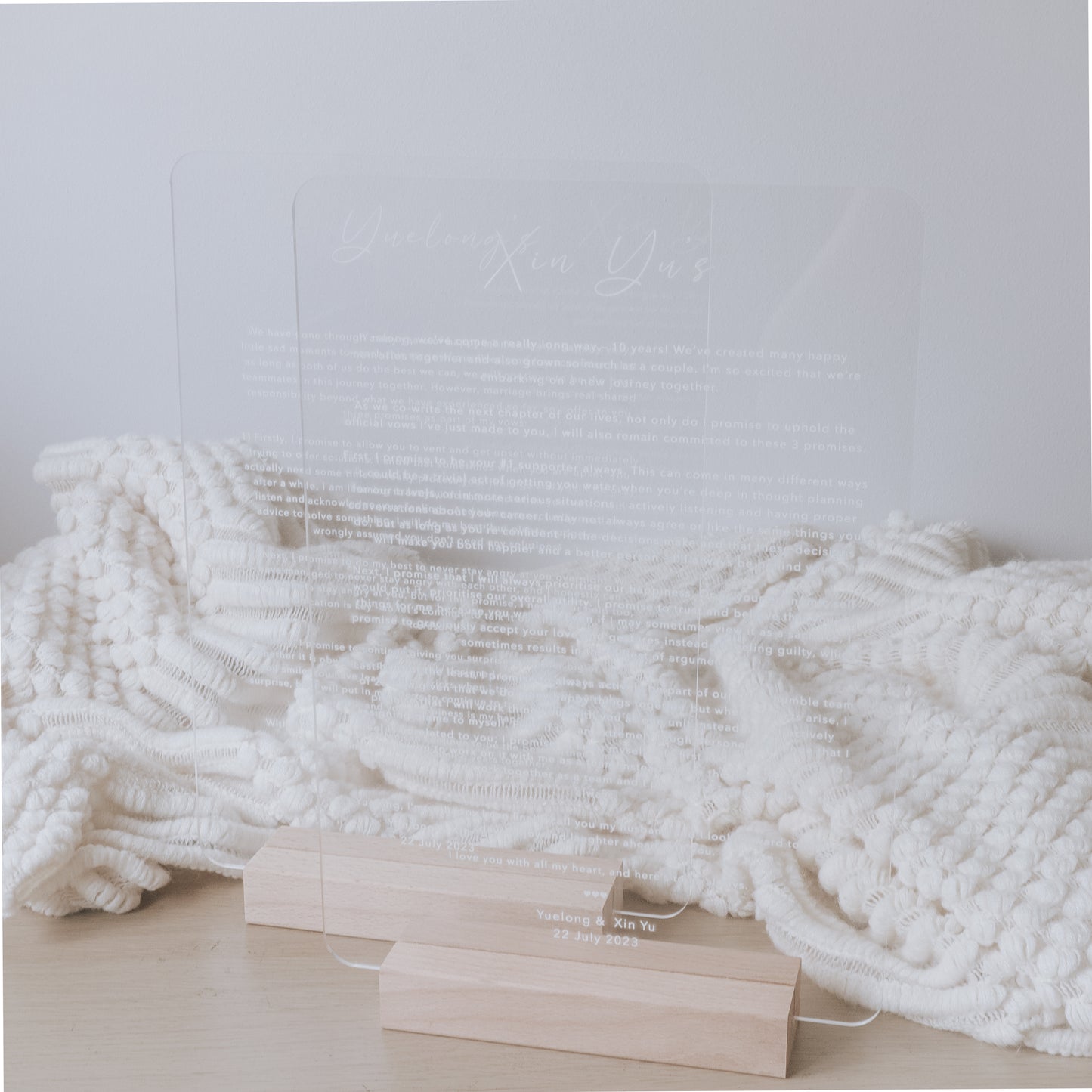 UPSIZED Engraved Acrylic Vows Card (1 pair)