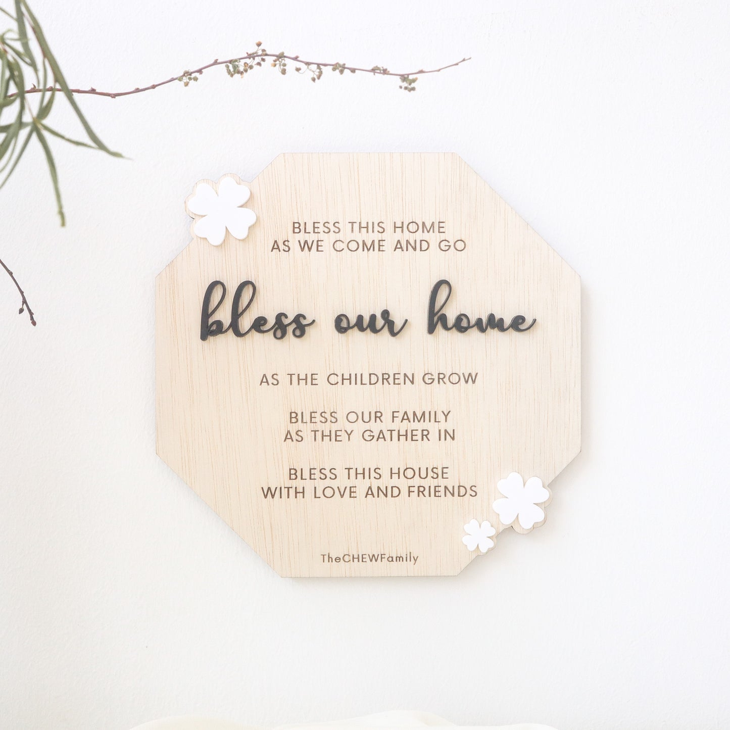 CLOVER "Bless Our Home" Sign (Octagon)
