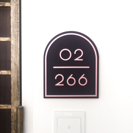 CHLOE unit sign in Matte Black base with Rose Gold words