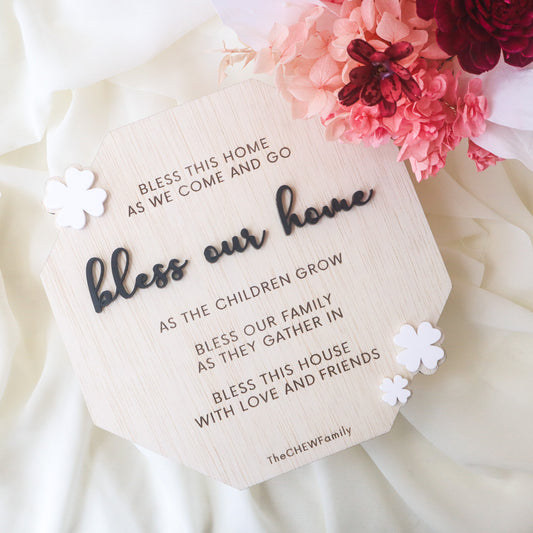CLOVER "Bless Our Home" Sign (Octagon)