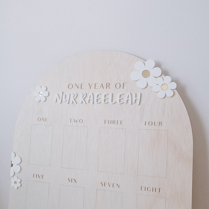 Daisy Baby One Year Milestone Photo Board