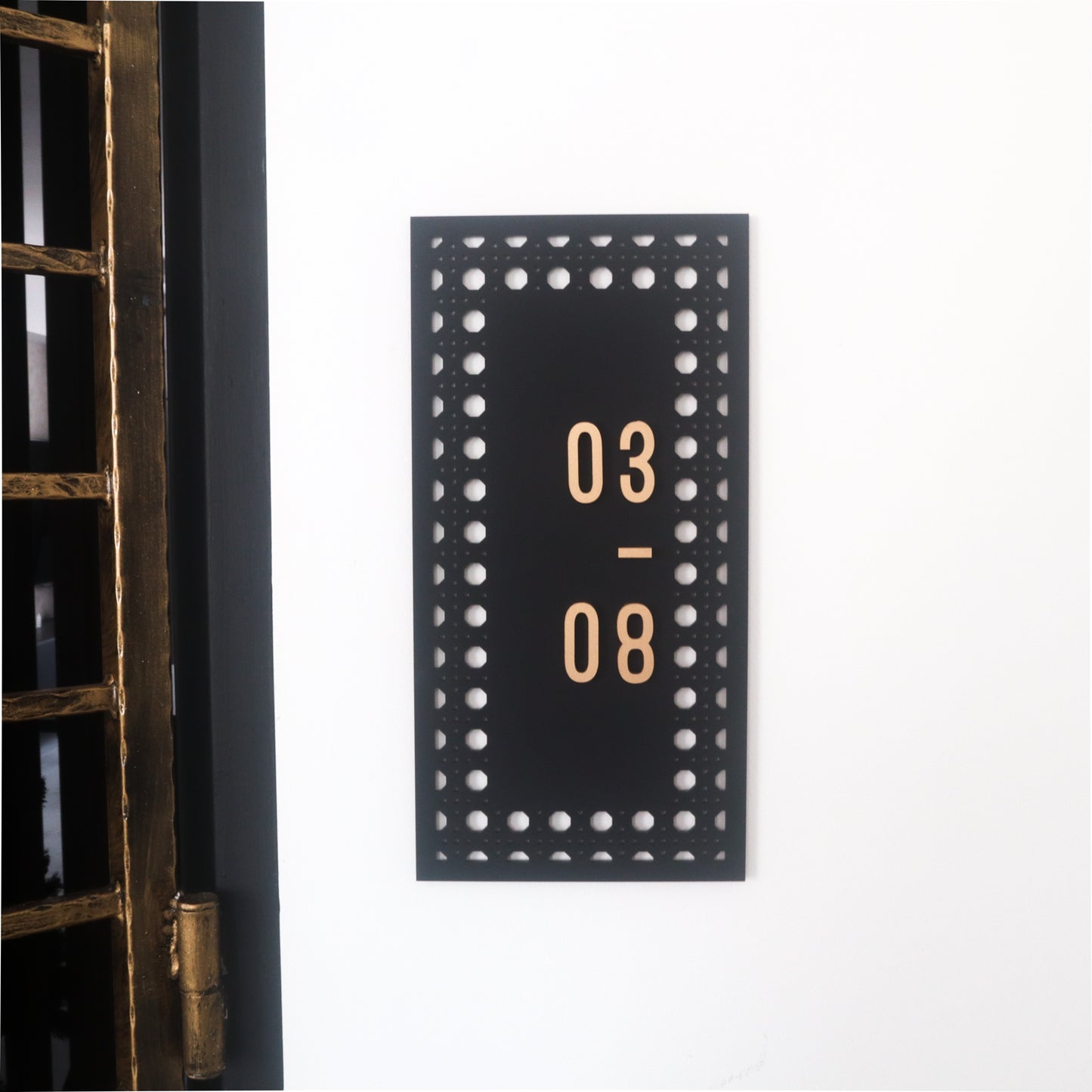 Boho Chic Rattan Unit Number Sign (Vertical)