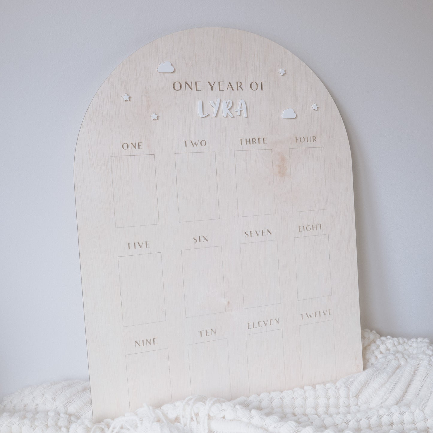 AZURE Personalised Baby One Year Milestone Photo Board