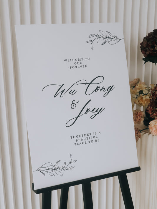 Botanicals wedding welcome signage