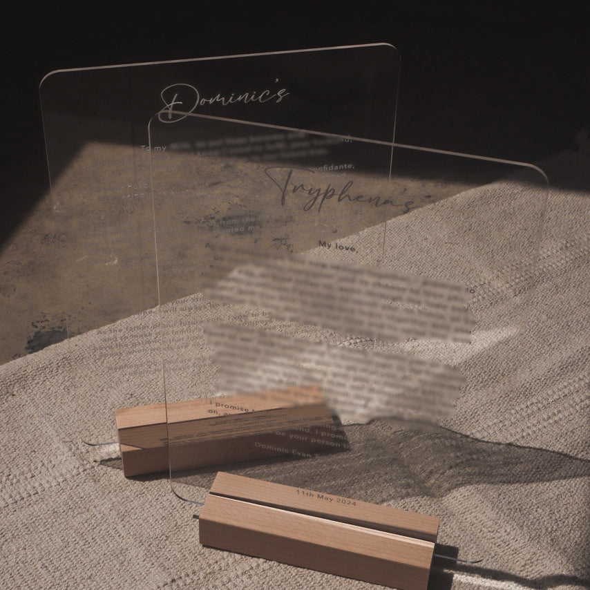 UPSIZED Engraved Acrylic Vows Card (1 pair)