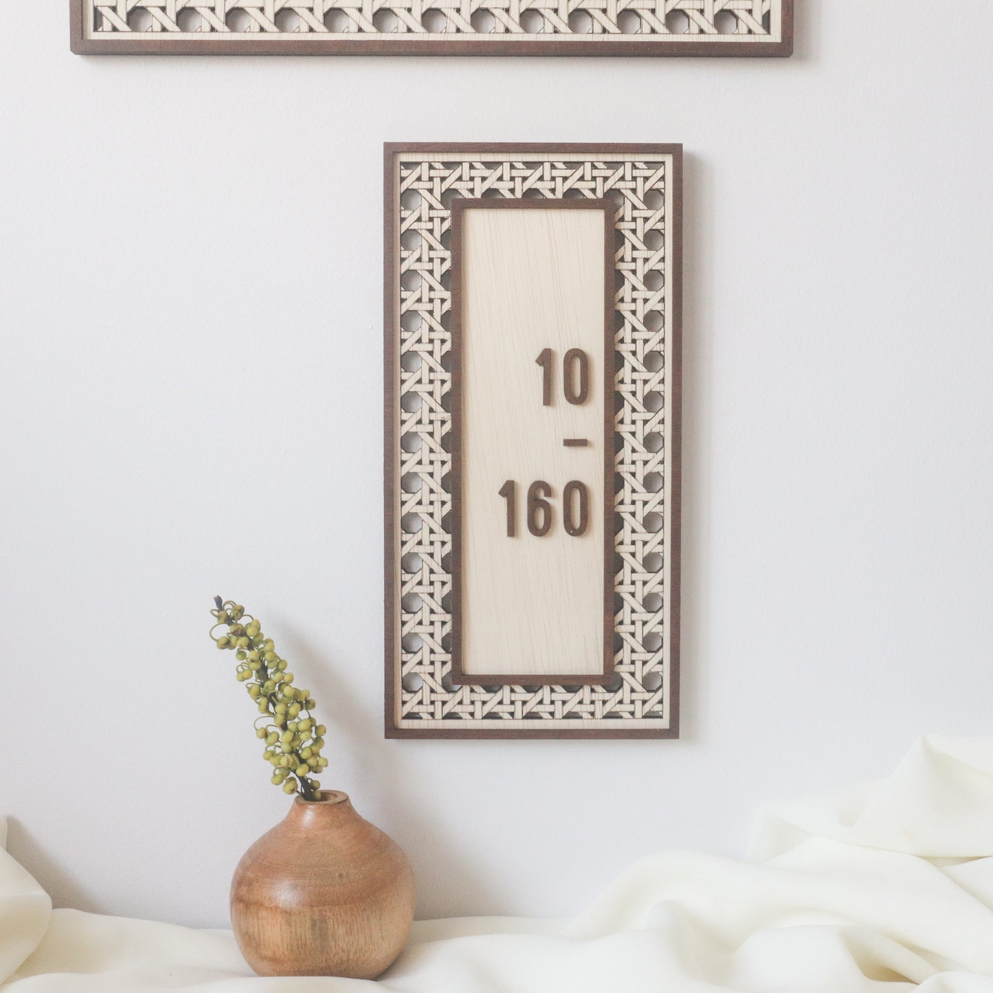 BOHO Rattan Bordered Unit Number Sign - Vertical