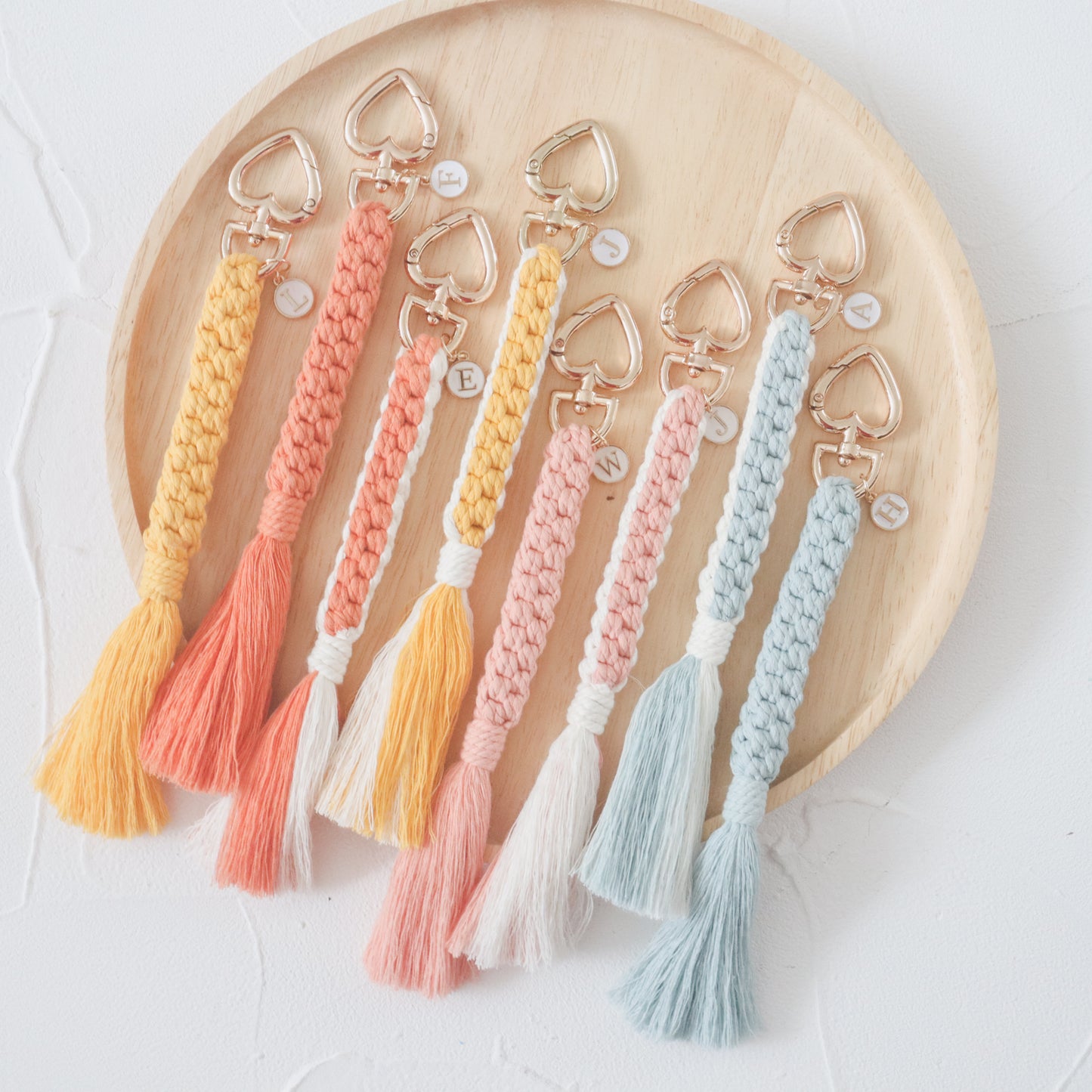 AMELIA Macrame Sweetheart Keychain (with Initial charm)