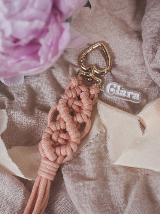 NOELLE Sweetheart Macrame Keychain | Personalised Acrylic Tag