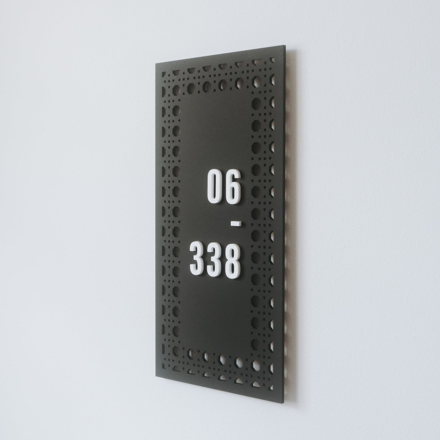 Boho Chic Rattan Unit Number Sign (Vertical)