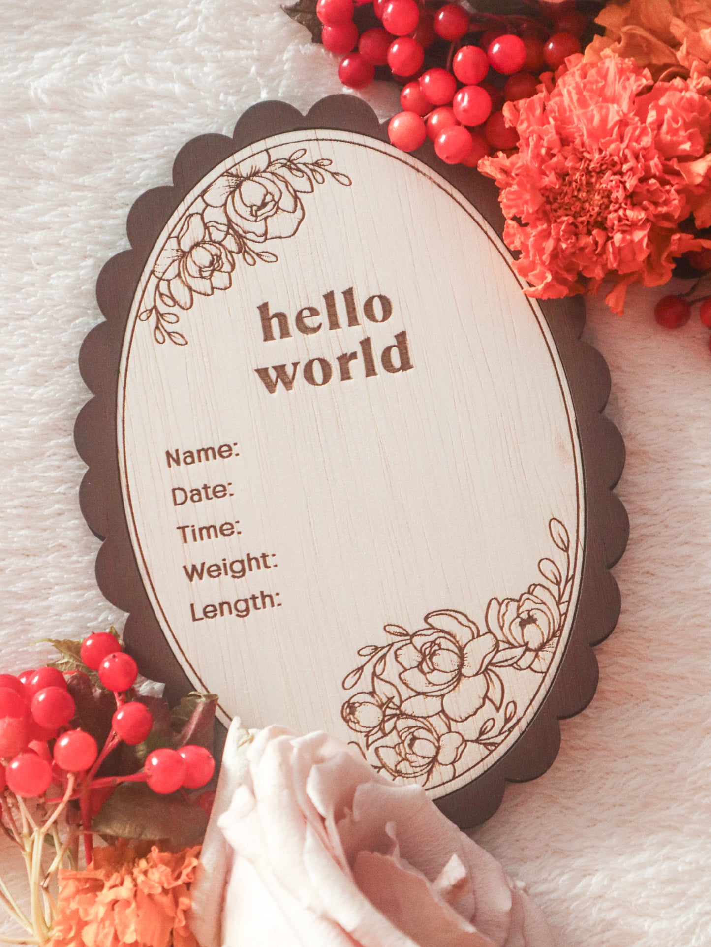 WHIMELLE Baby Arrival Announcement Sign – Vintage Peony Wood Sign