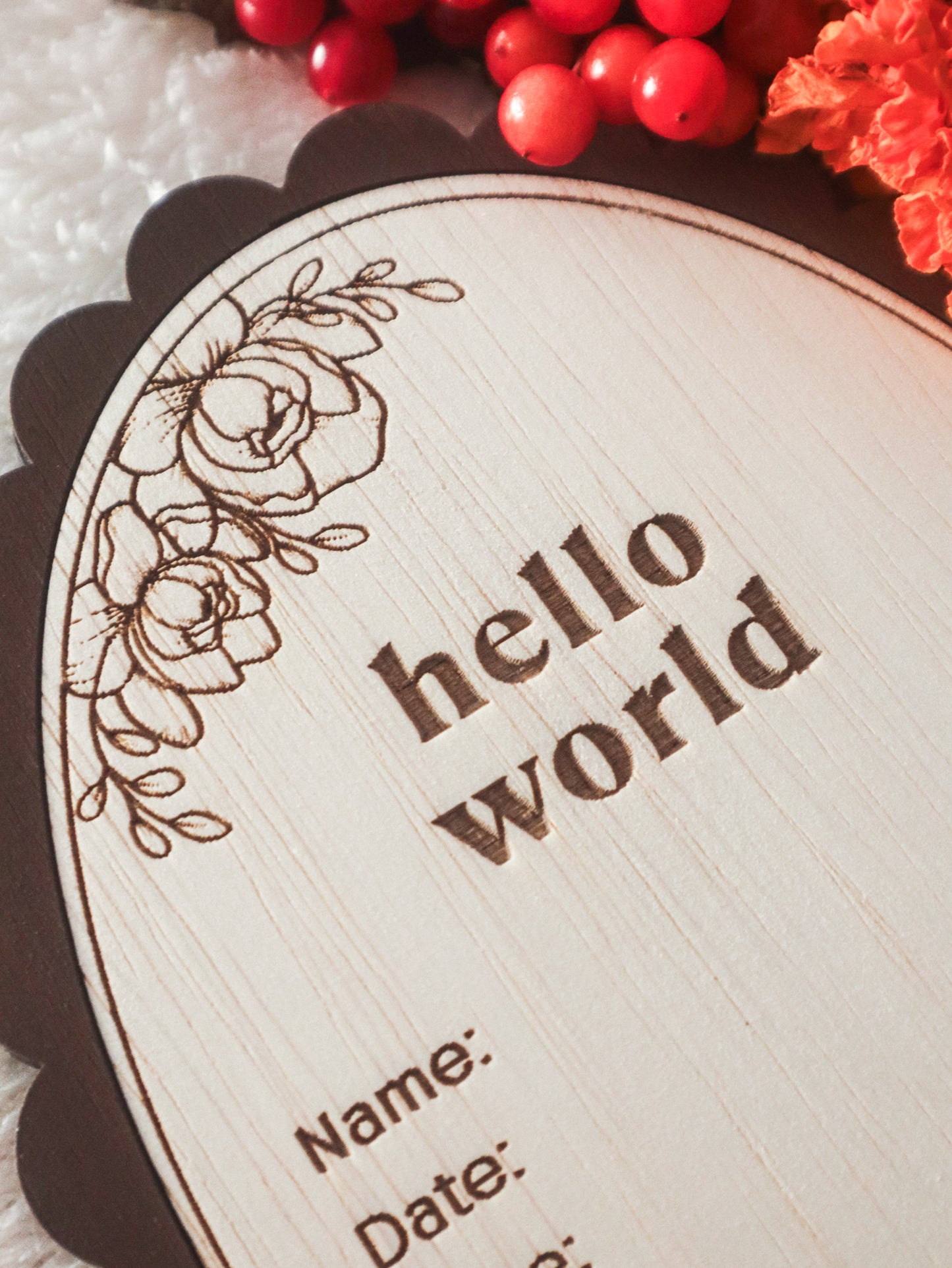 WHIMELLE Baby Arrival Announcement Sign – Vintage Peony Wood Sign