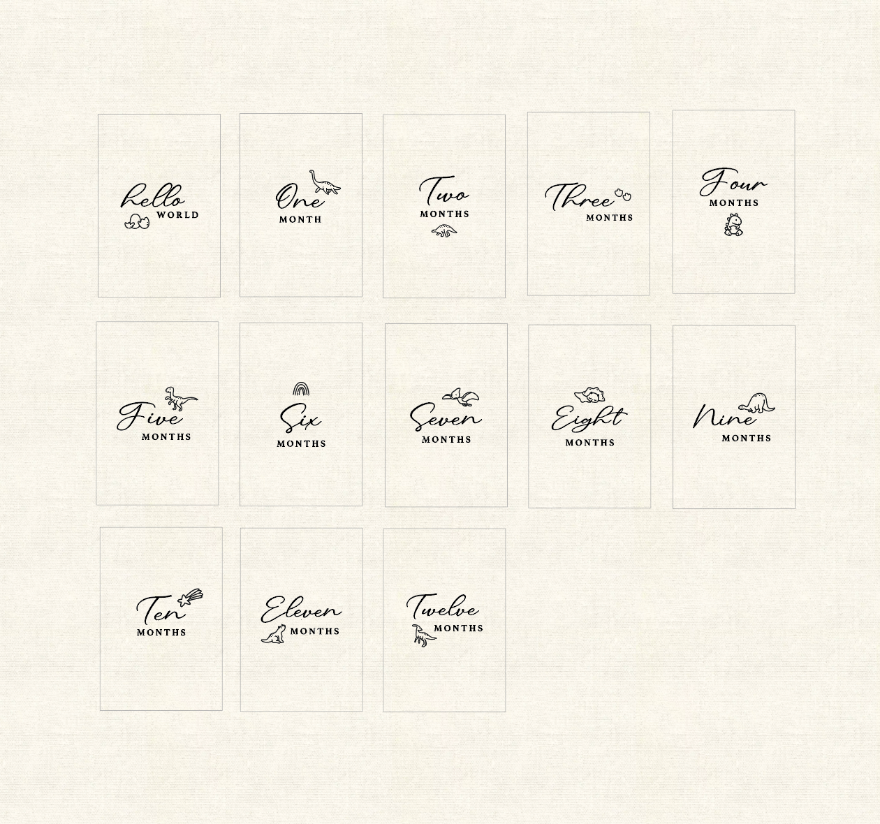 LINORY Linen Baby Milestone Tracker | Dino