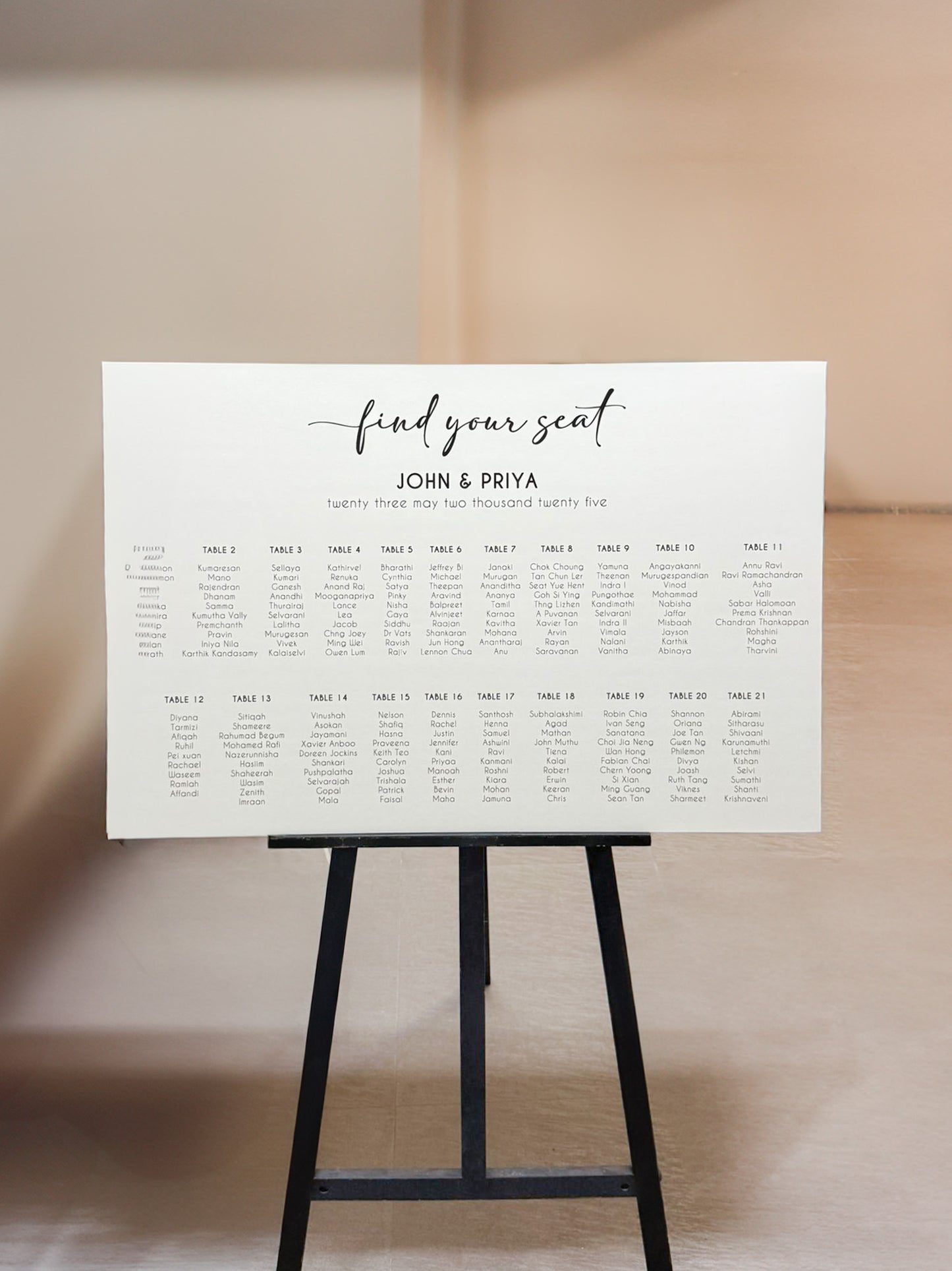FIND YOUR SEAT Wedding Sign (Foamboard)