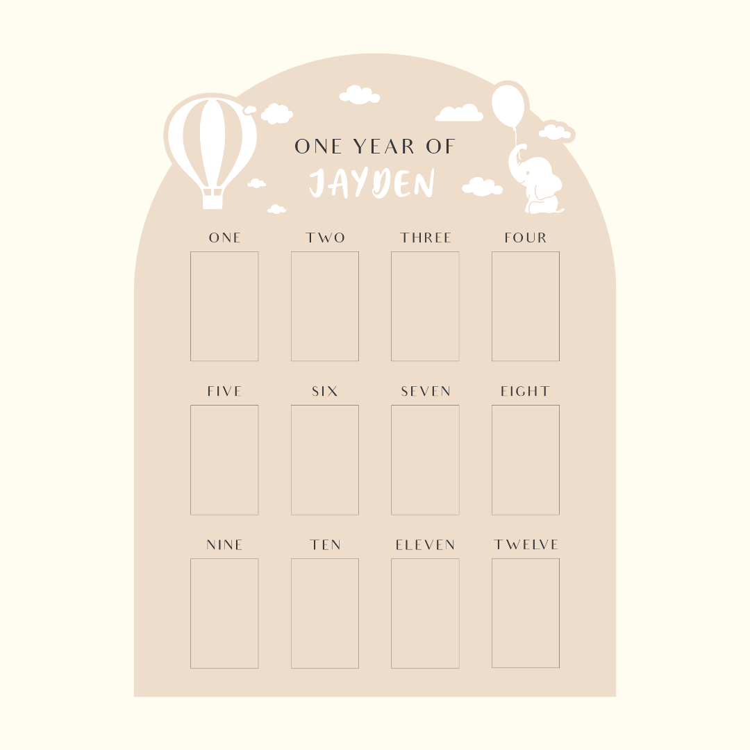 ELLE Personalised Baby One Year Milestone Photo Board