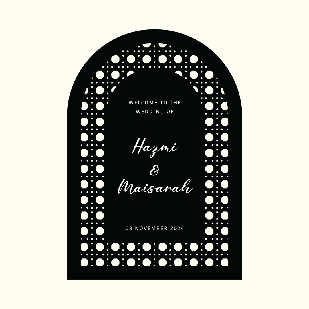 MODERN BOHO Rattan Wedding Welcome Signage | Acrylic Arch