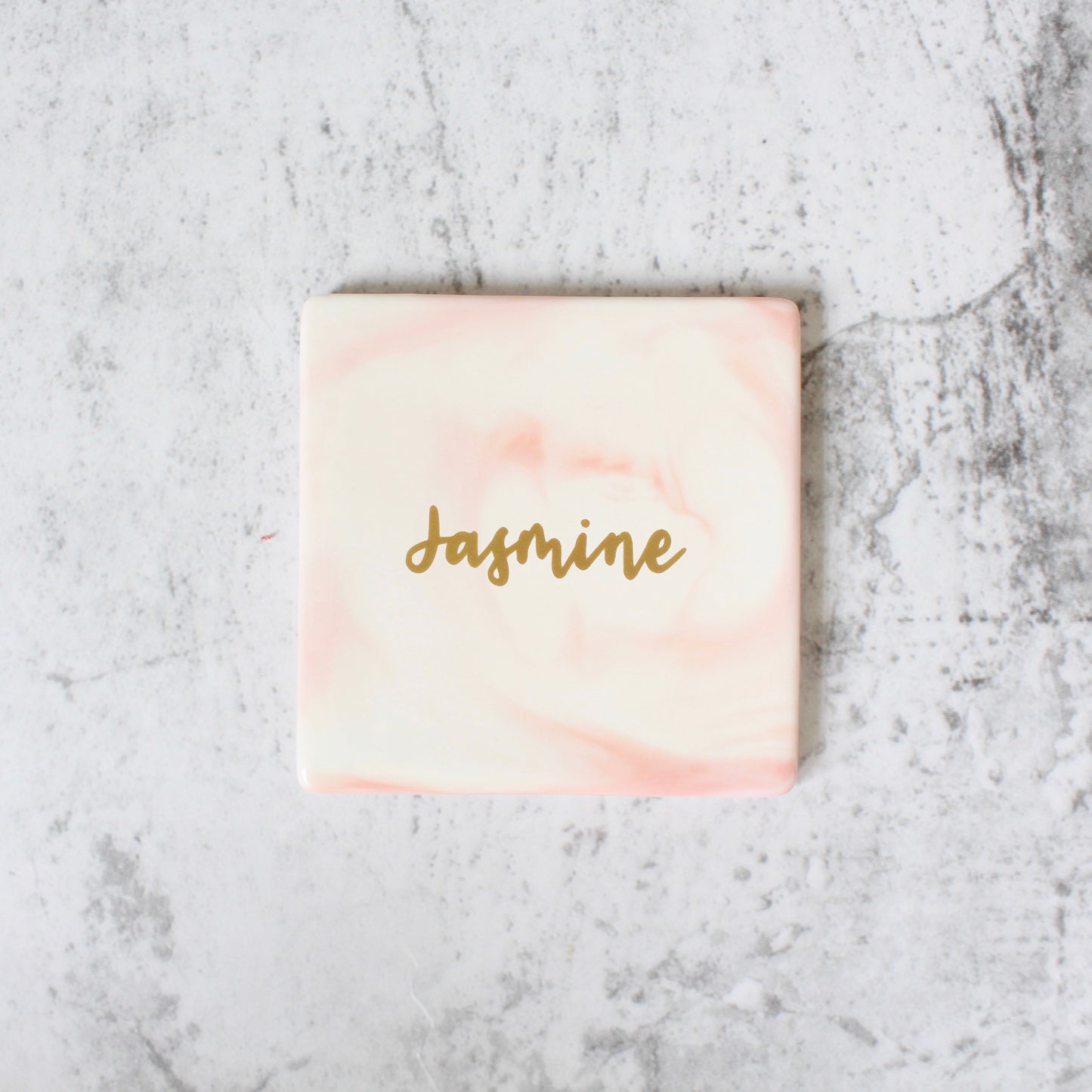 Personalised Marbled Coaster (Square - Sweet Pink)
