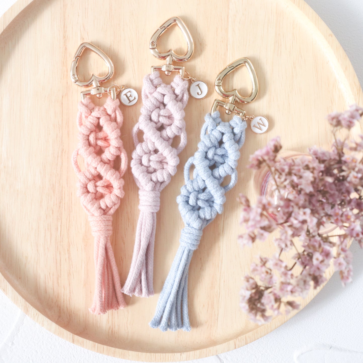 NOELLE Sweetheart Macrame Keychain (with Initials)