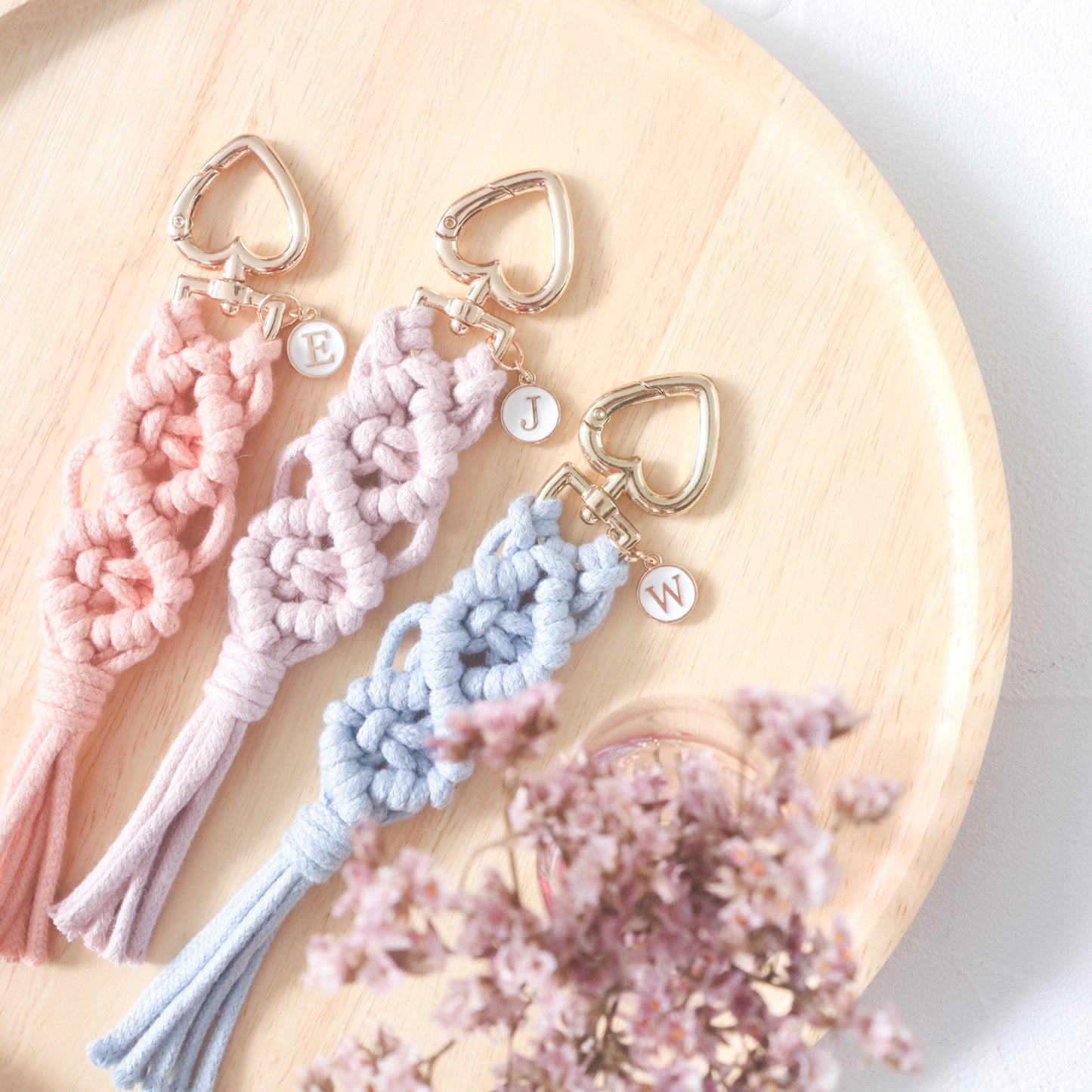 NOELLE Sweetheart Macrame Keychain (with Initials)