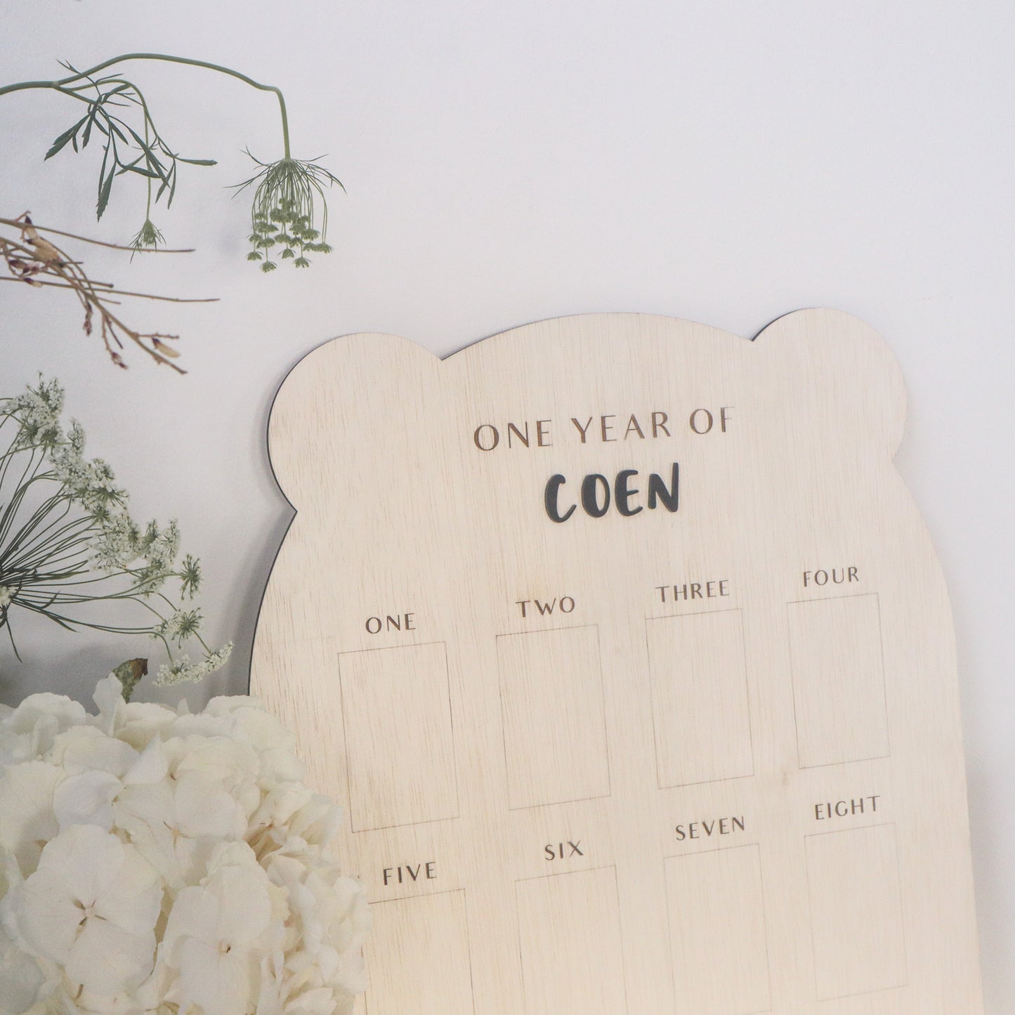 BEARY Personalised Baby One Year Milestone Photo Board