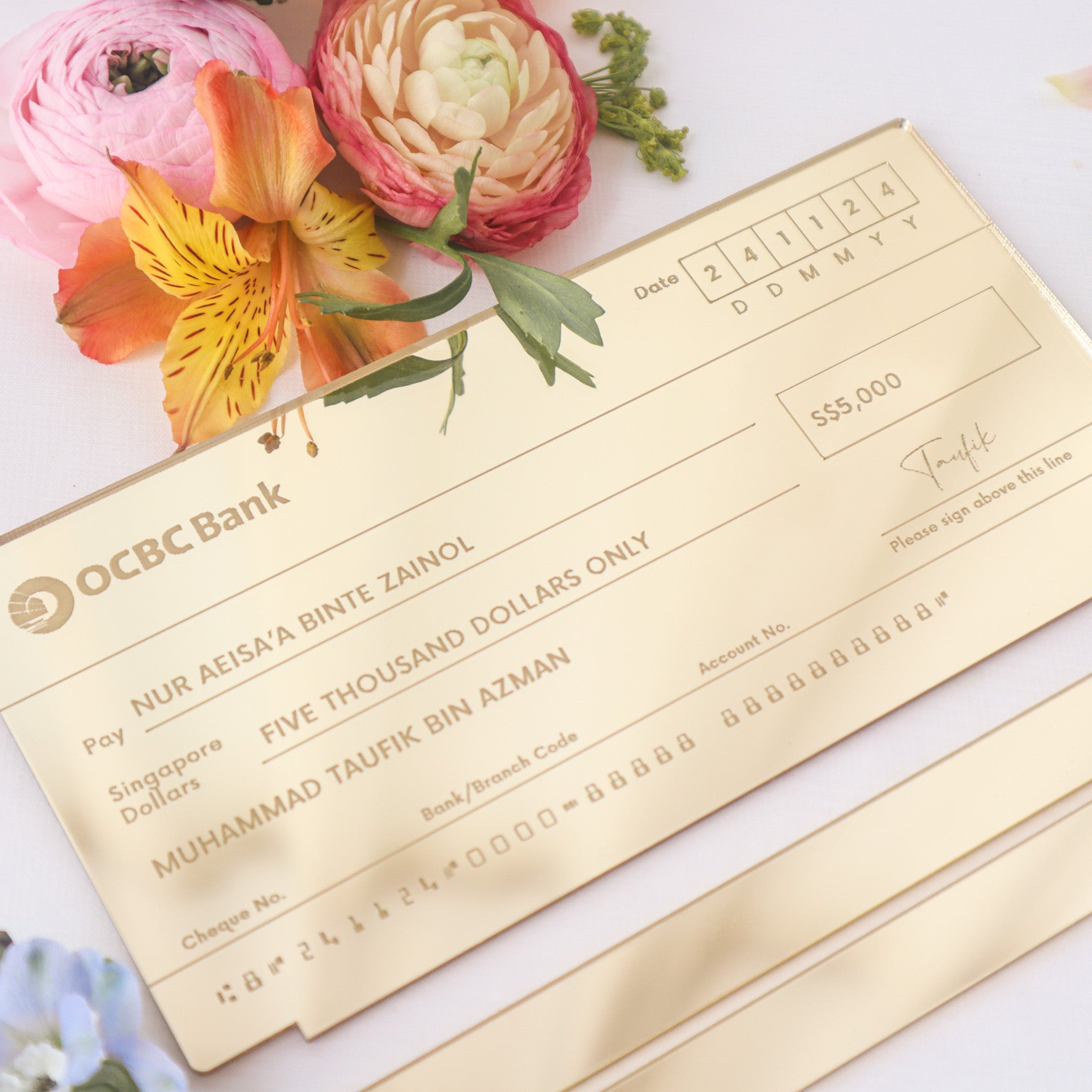 Engraved Mock Cheque | Wedding Gift Trays Dulang Hantaran | The Jomu Co ...