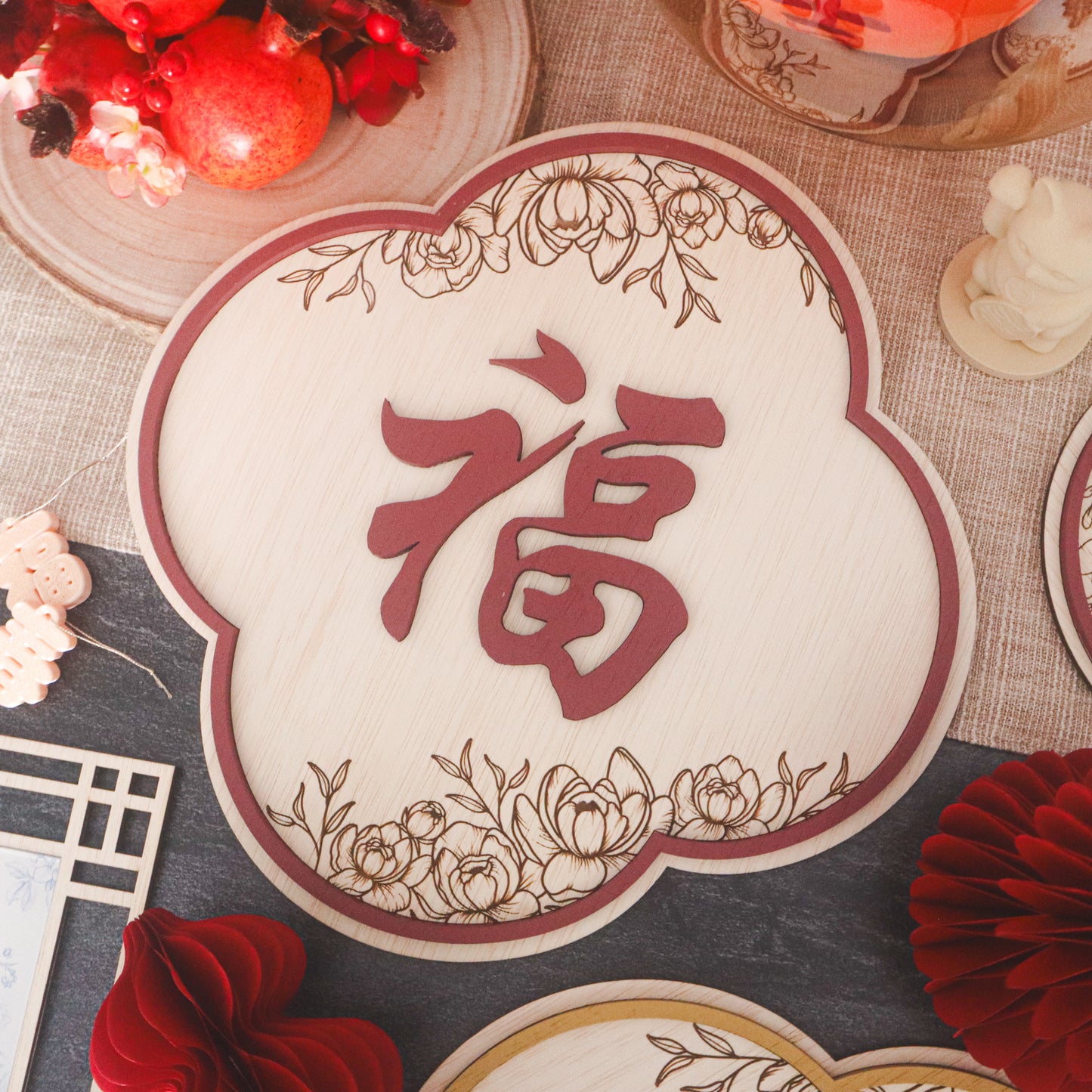 FLOURISH Oriental Home Blessing Sign (Clover Bloom)