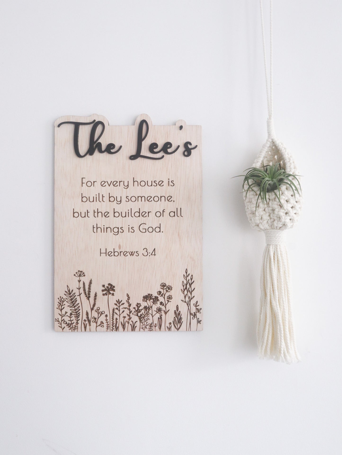 BLOOMS Family Surname Home Blessing Sign (with verse/quote)