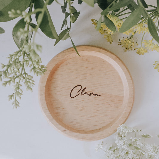 FREYA Personalised Wooden Coaster / Trinket Dish