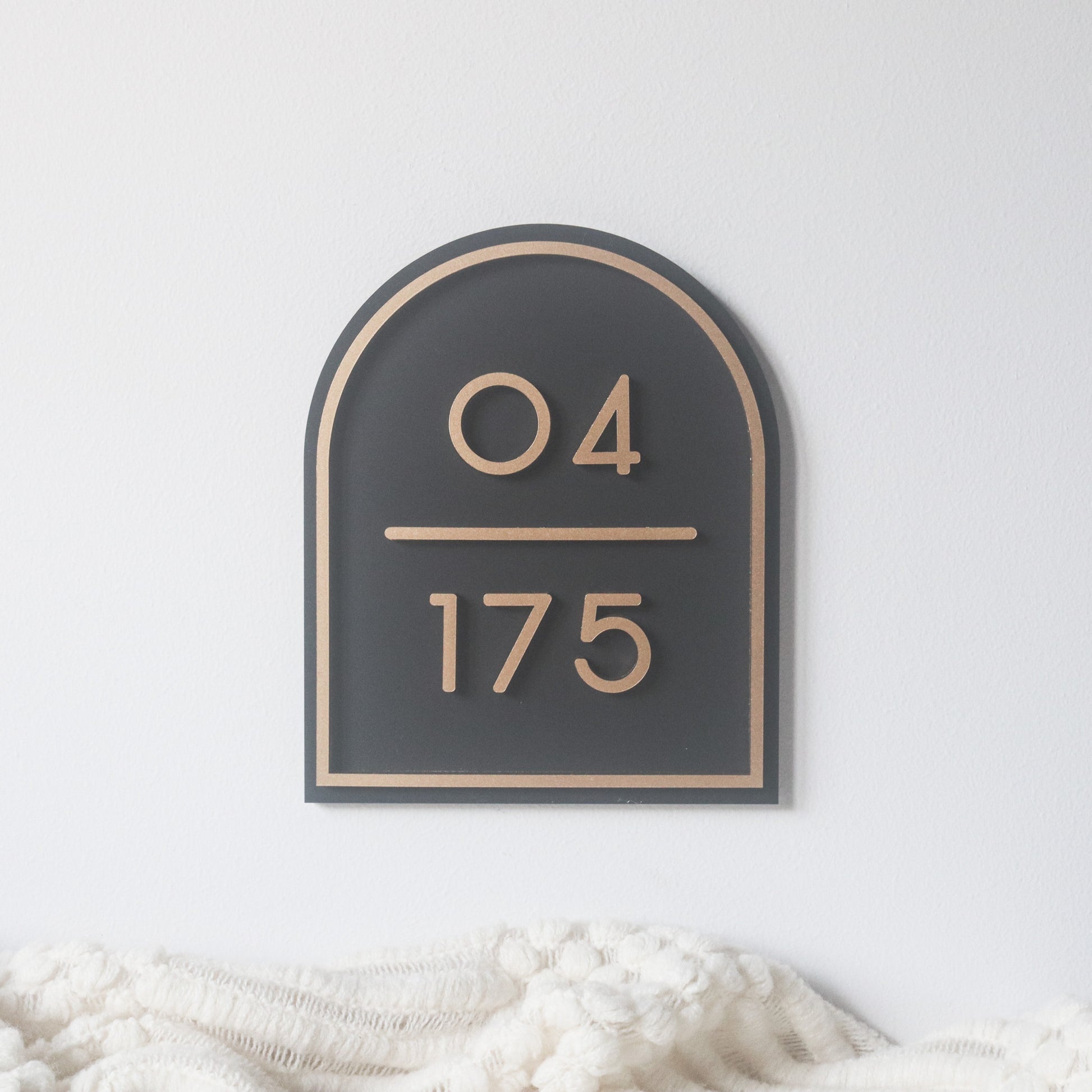 Customised CHLOE Unit Sign in matte black acrylic base and matte gold texts, suitable for BTO main gate area.