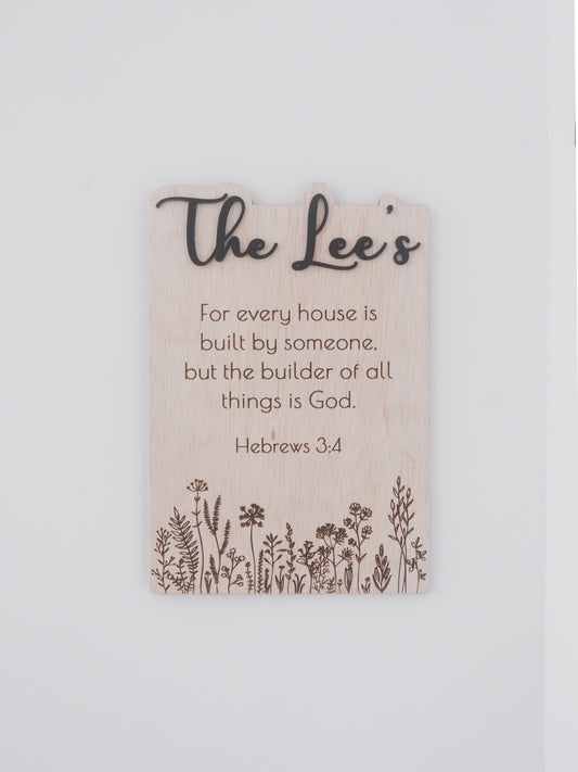 BLOOMS Family Surname Home Blessing Sign (with verse/quote)
