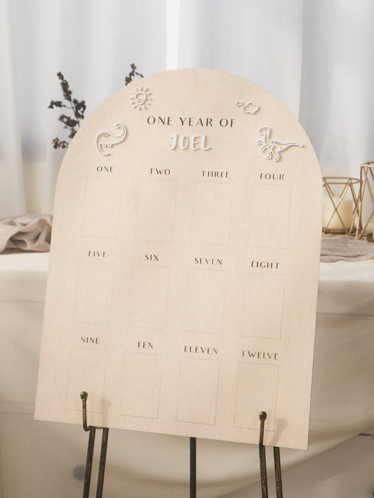 DINO Baby One Year Milestone Photo Board