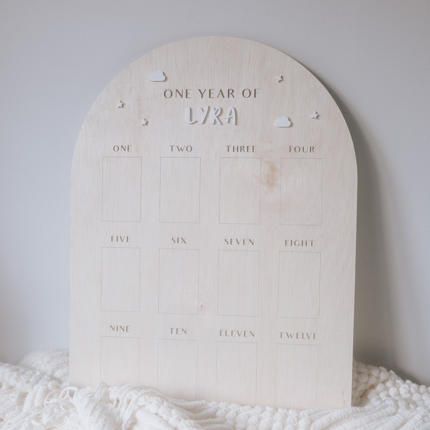 AZURE Personalised Baby One Year Milestone Photo Board