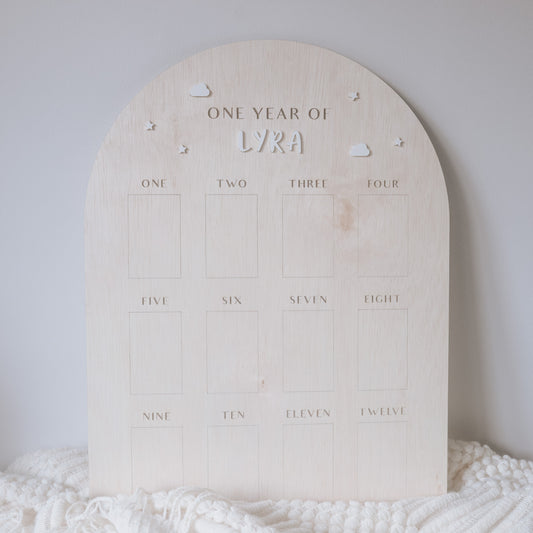 AZURE Personalised Baby One Year Milestone Photo Board