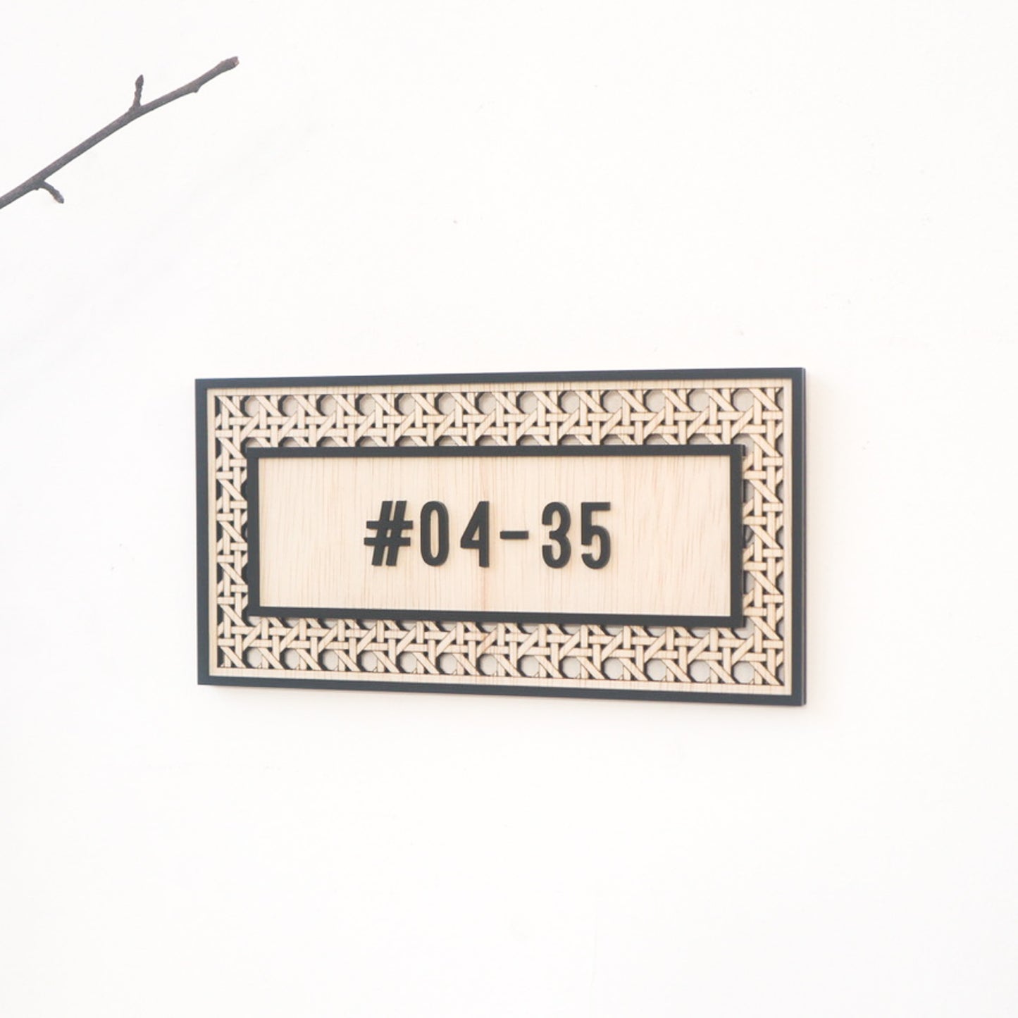 BOHO Rattan Bordered Unit Number Sign