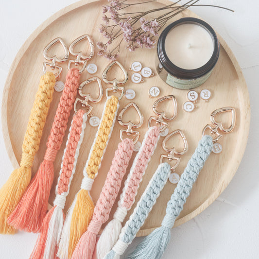 AMELIA Macrame Sweetheart Keychain (with Initial charm)