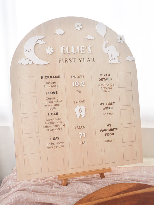 ELLIE Personalised Baby Info & Photo Board