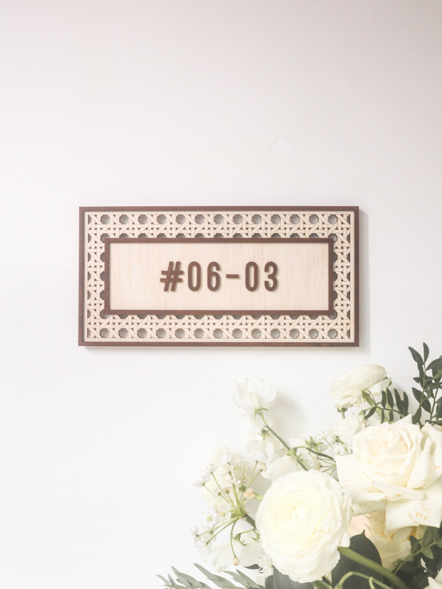 BOHO Rattan Bordered Unit Number Sign