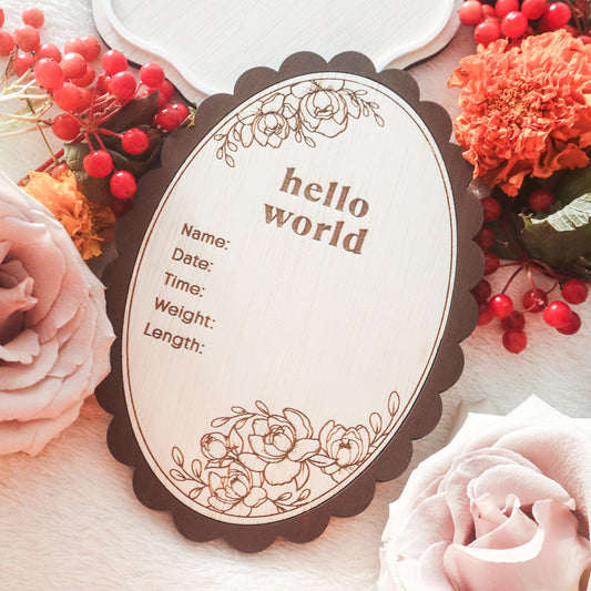 WHIMELLE Baby Arrival Announcement Sign – Vintage Peony Wood Sign