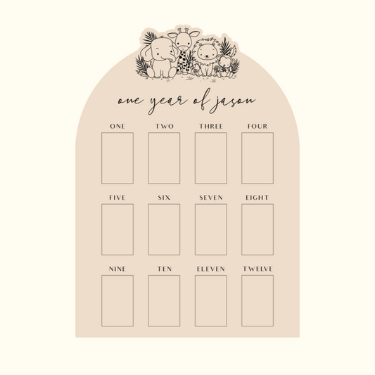 SAFARI Personalised Baby One Year Milestone Photo Board
