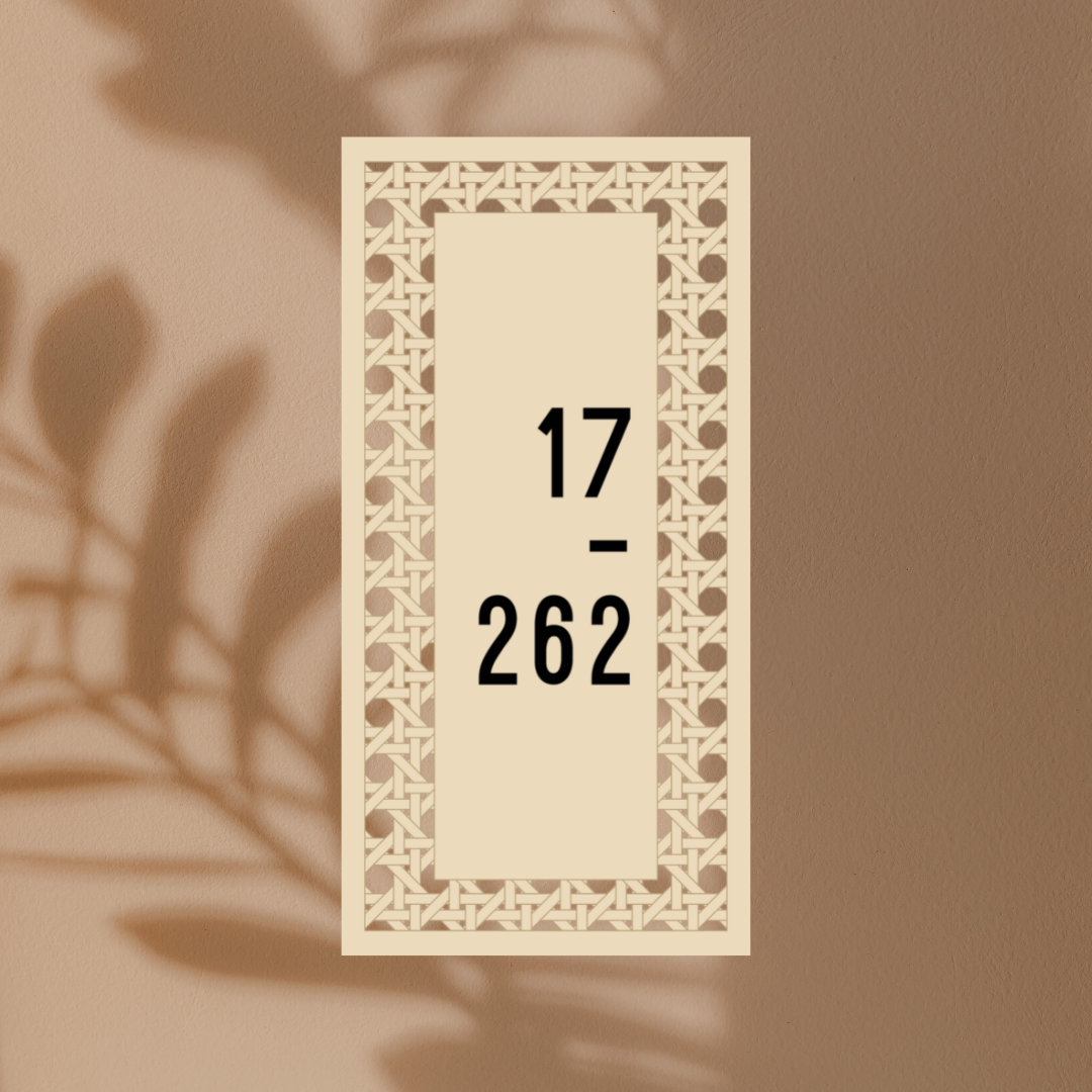 BOHO Rattan Unit Number Sign (Vertical)