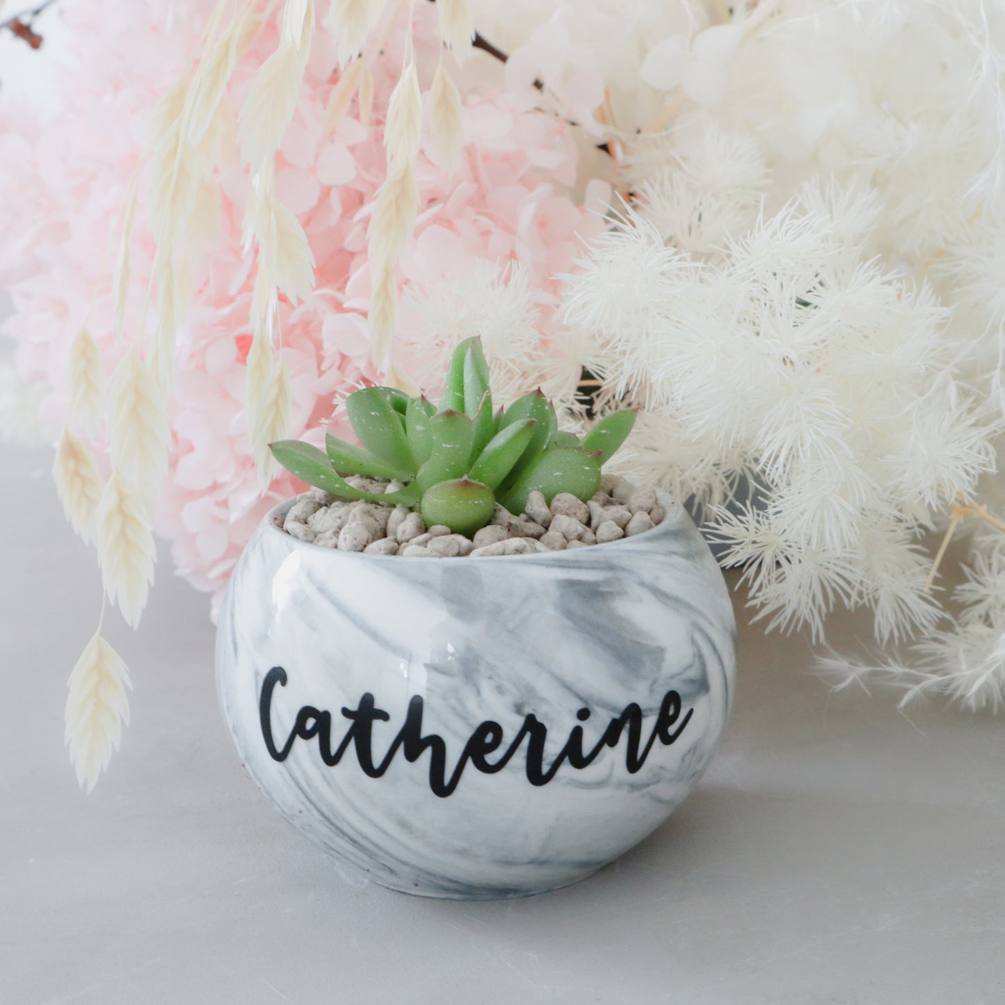 Barrel Marble Pot (Charcoal)