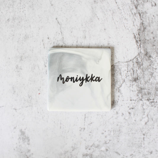 Personalised Marbled Coaster (Square - Charcoal)