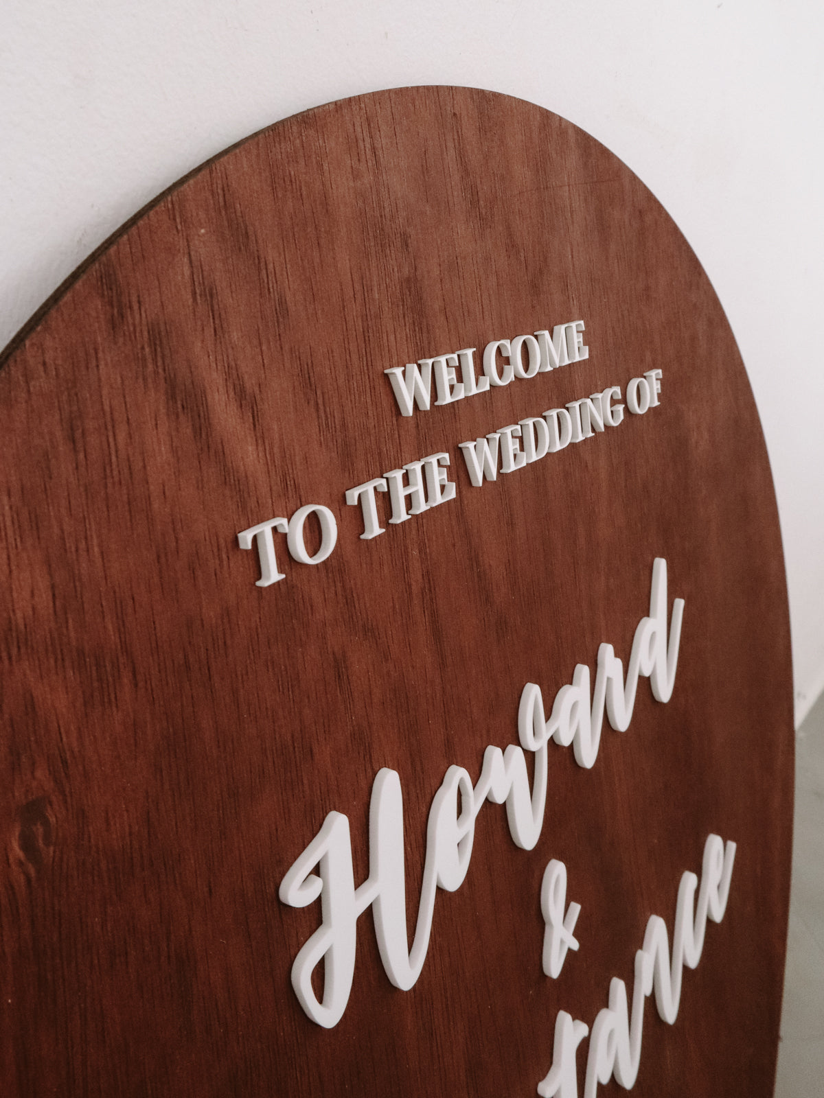 Wood Wedding Welcome Round Sign with 3D text (Semi-Custom)
