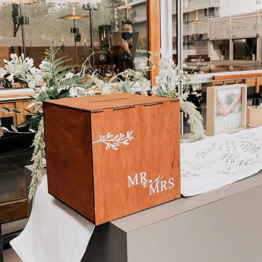 Rustic Botanicals Wedding Money Box (Single Wood Box)