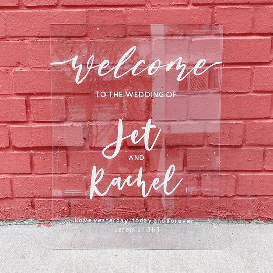 Clear Acrylic Wedding Welcome Sign (Semi-Custom)