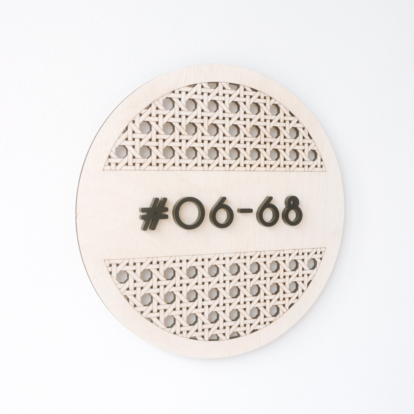 BOHO Rattan Unit Number Sign (Round)